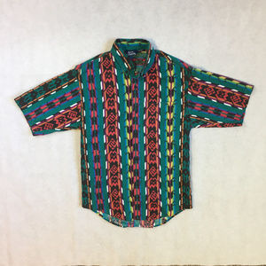 Aztec Rainbow Pattern Button Up Shirt